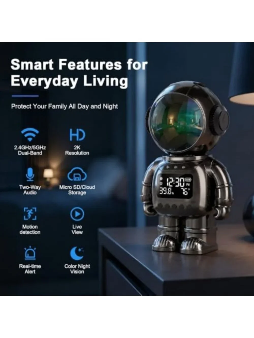 Indoor Security Camera with 2K HD, WiFi, Night Vision, 2-Way Audio, Baby & Pet